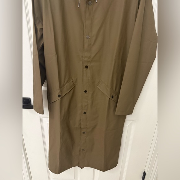 RAINS Long Jacket Unisex Wood/Brown Size Small Raincoat &150 NWT Waterproof - Picture 8 of 12